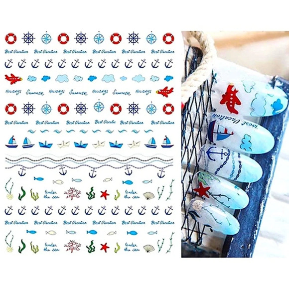 💌 BO/GO$6 ⚓️ Nautical Sea Nail Stickers - Picture 1 of 1